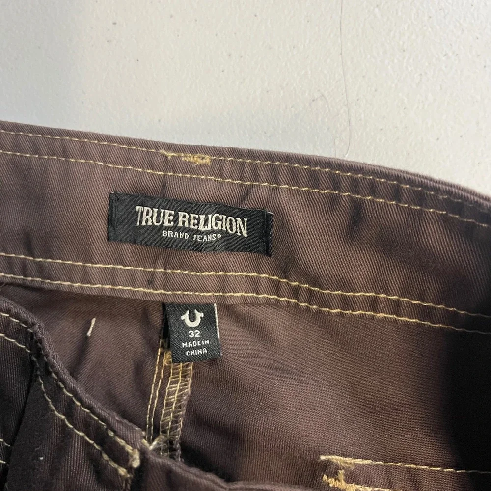 True Religion Cargo Pants Men Brown Contrast Stitch Streetwear 32 HS OUTLINE NWT